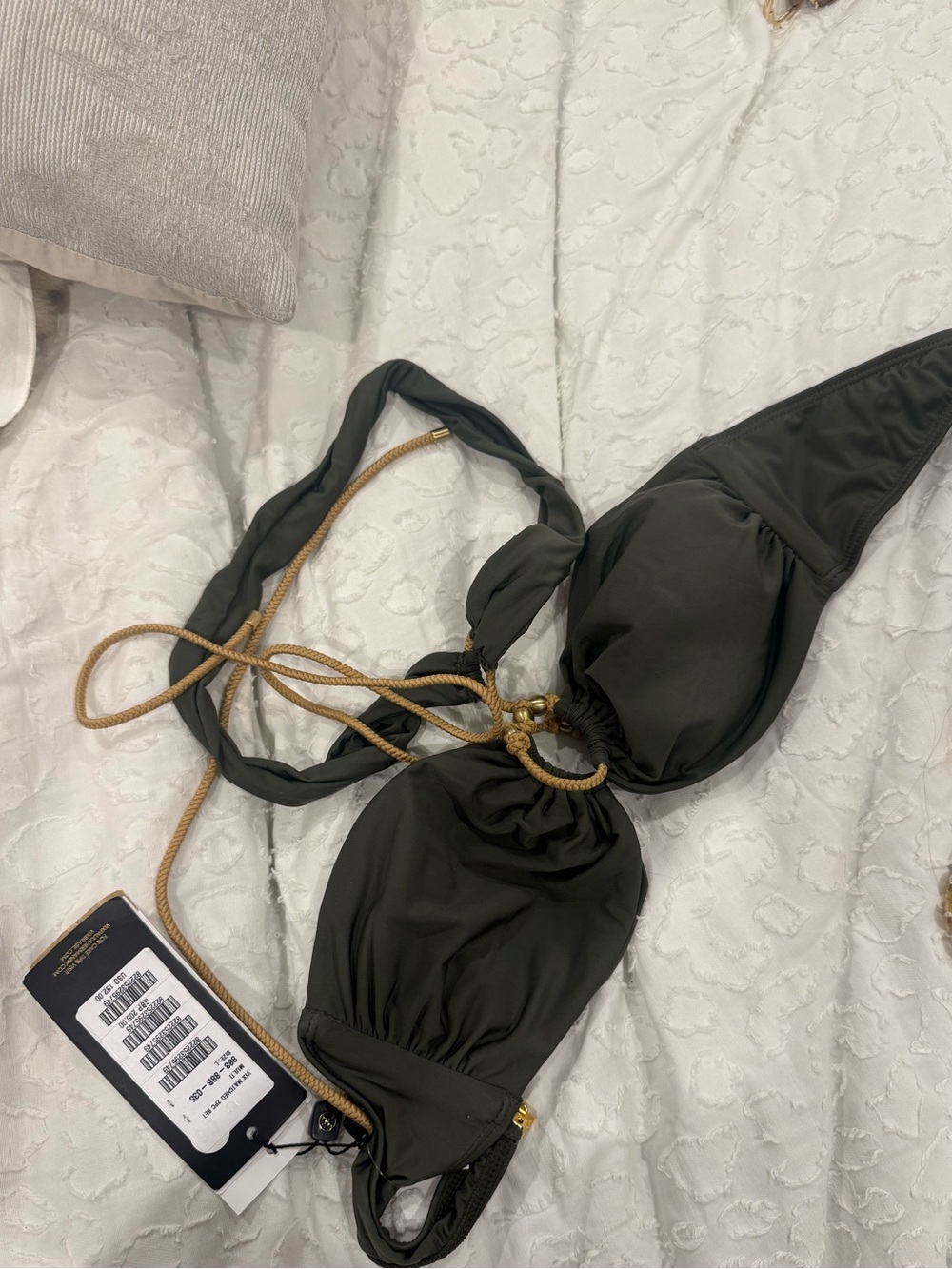 Vix Olive Green Strappy Ring Bikini set NWT Top L bottom XS together or sep - Picture 4 of 8